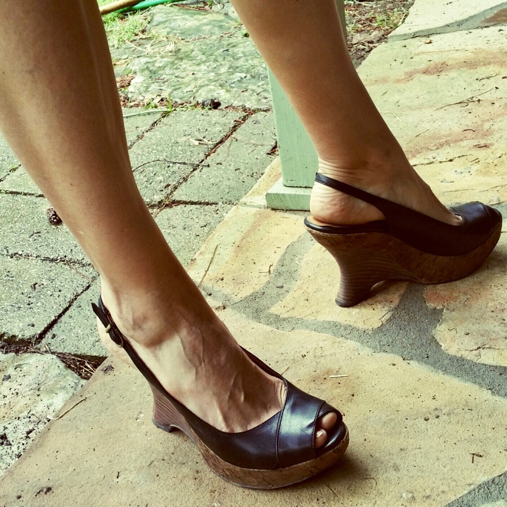 CORSO COMO Black Wedge Platforms